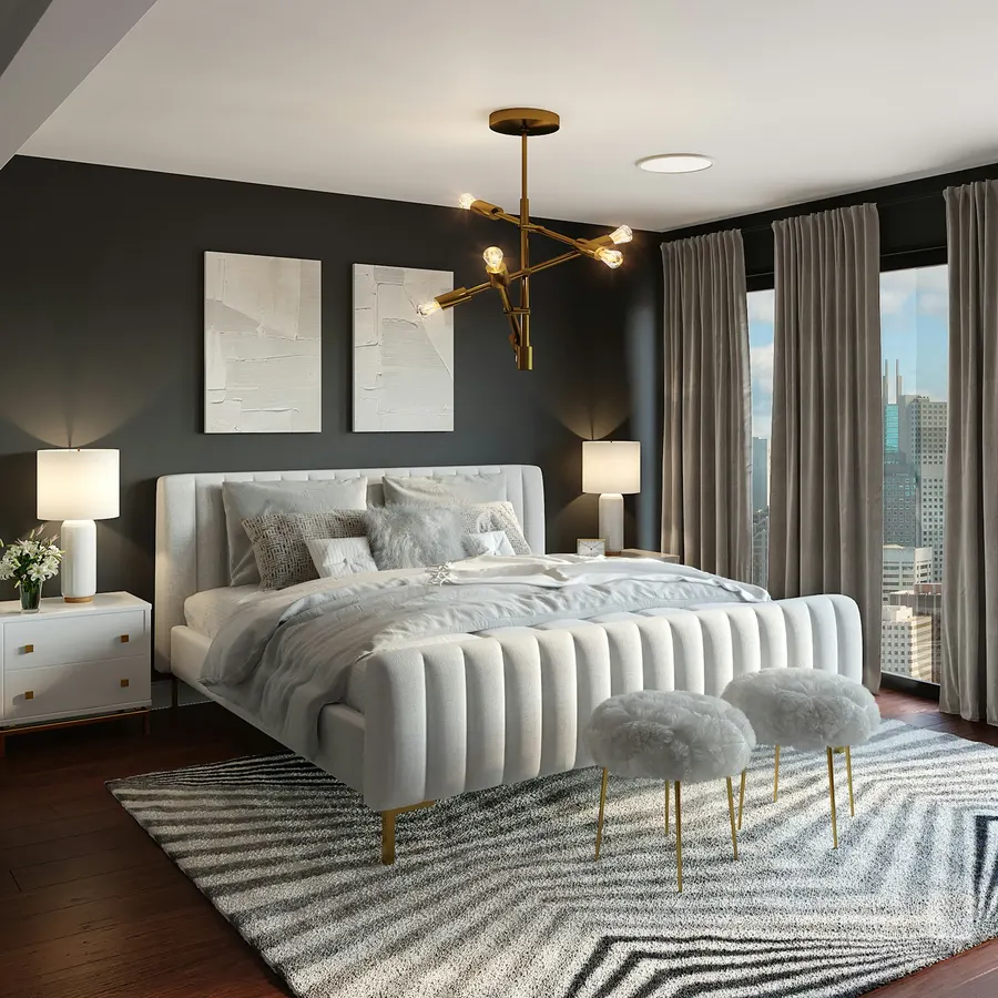 Hotel-style made bed